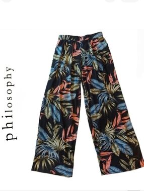 Philosophy Tropical Wide-Leg Palazzo Pants - Small - Black Pink Green Blue -NWOT